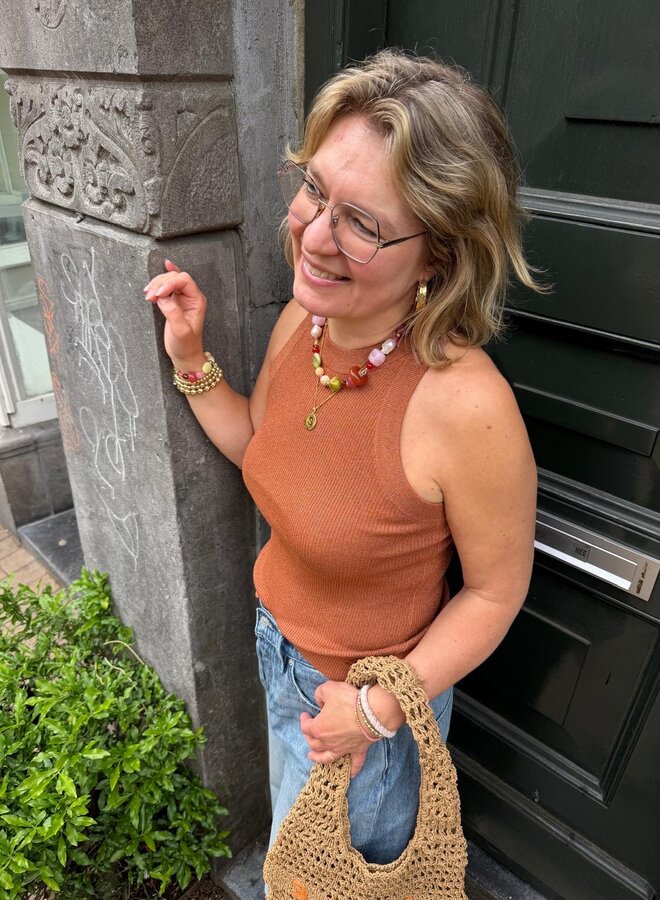 Dante6 noki metallic knitted tanktop amber glow