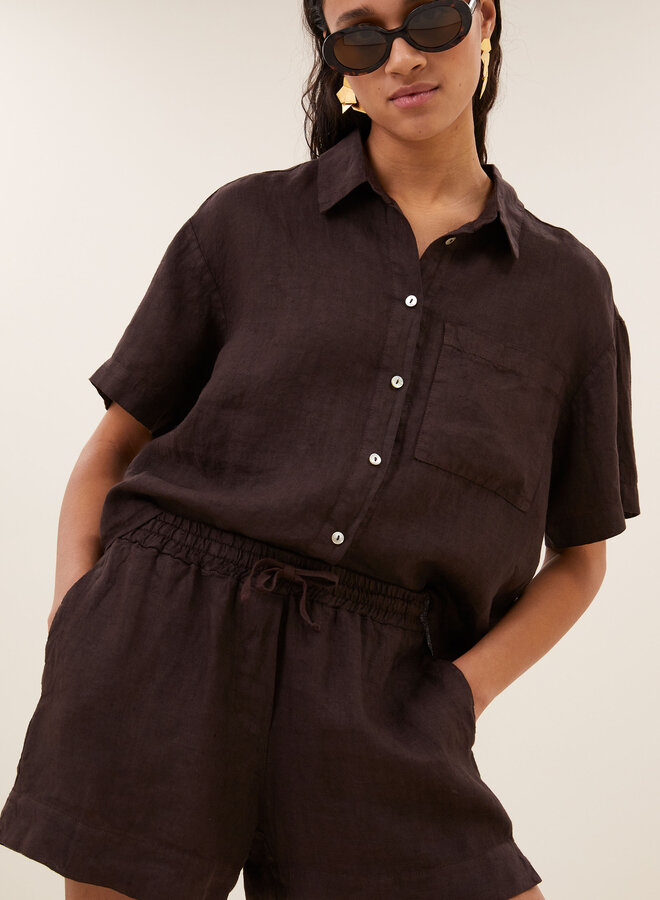 By Bar mara linen blouse espresso