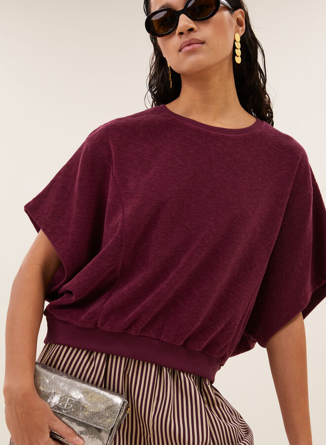 By Bar pre nuki slub top burgundy