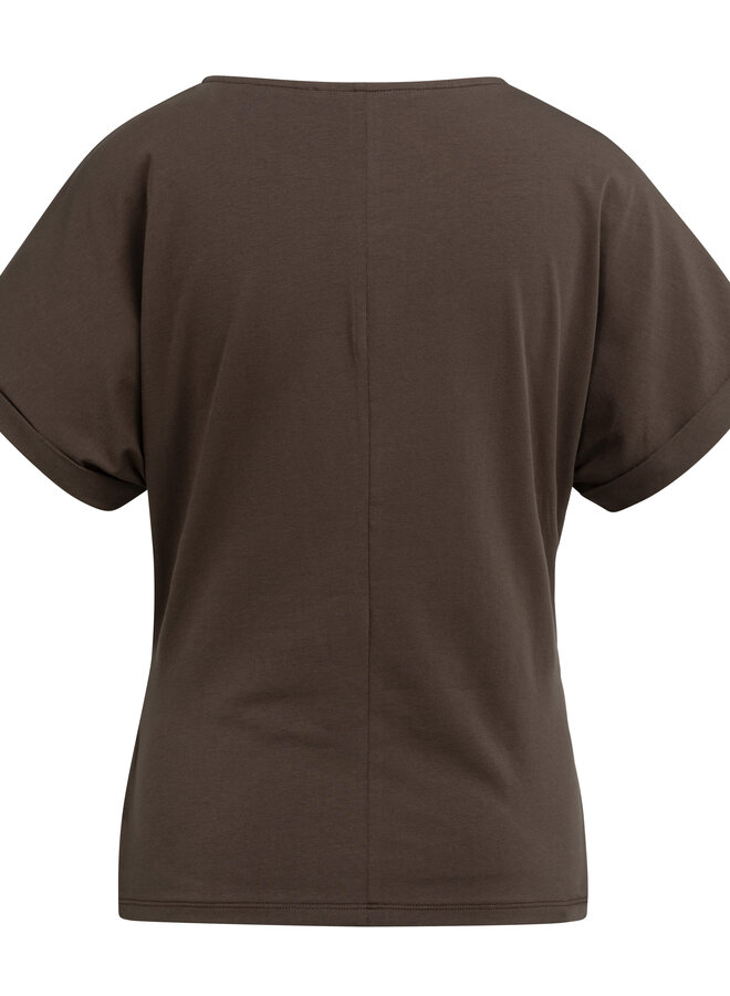 Yaya top met knoopdetail aubergine purple