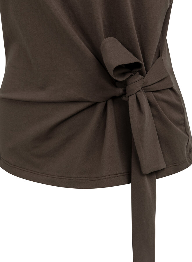 Yaya top met knoopdetail aubergine purple