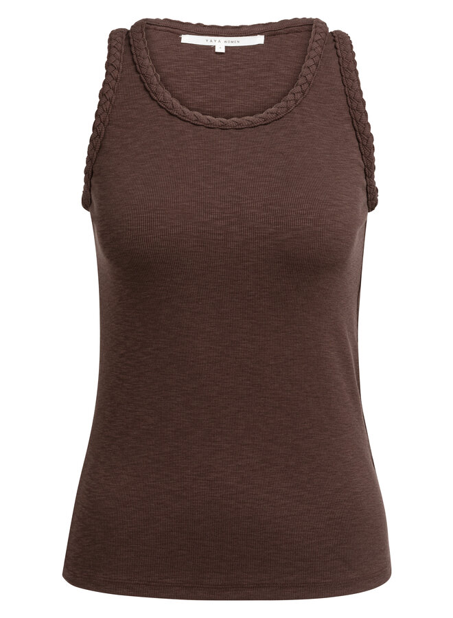 Yaya singlet gevlochten rand aubergine purple