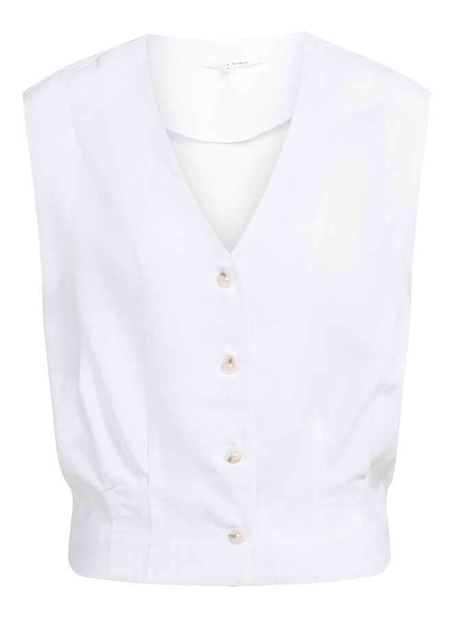 Yaya mouwloze blouse met plooien white