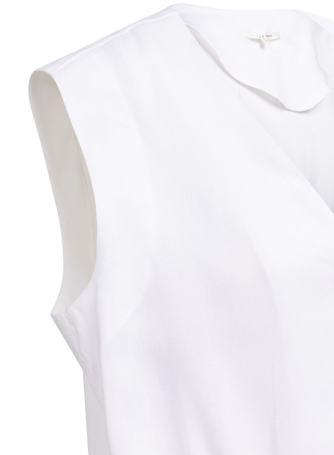 Yaya mouwloze blouse met plooien white