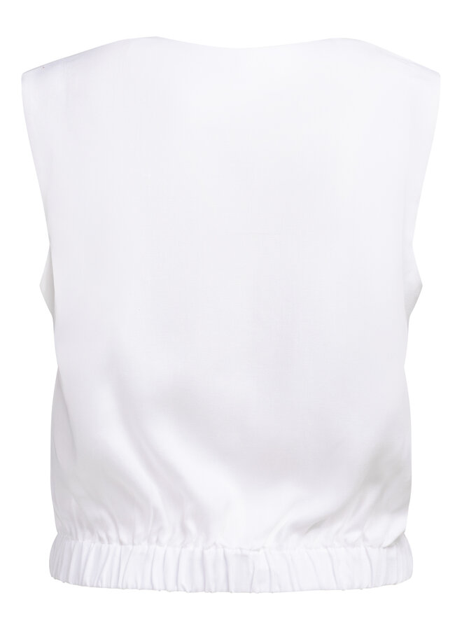 Yaya mouwloze blouse met plooien white
