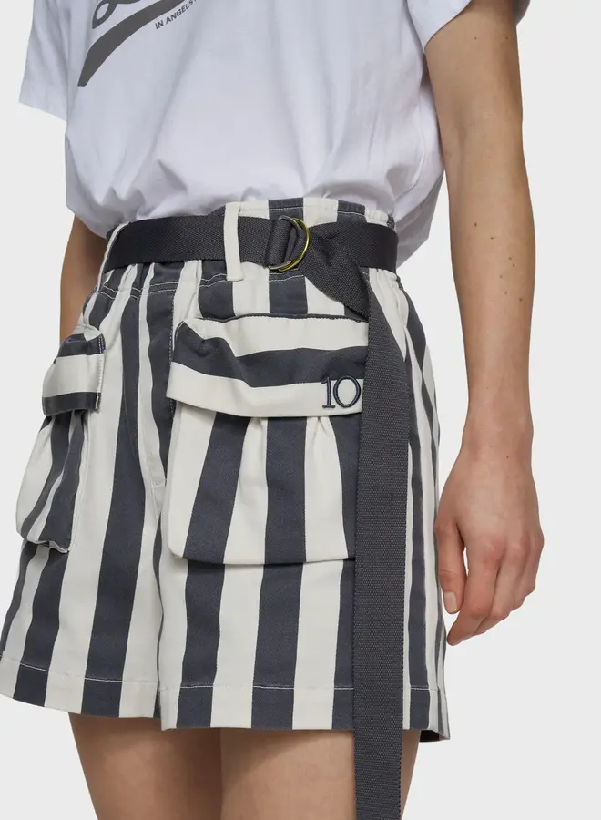 10DAYS utility shorts stripes ecru/blue