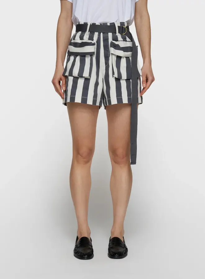 10DAYS utility shorts stripes ecru/blue
