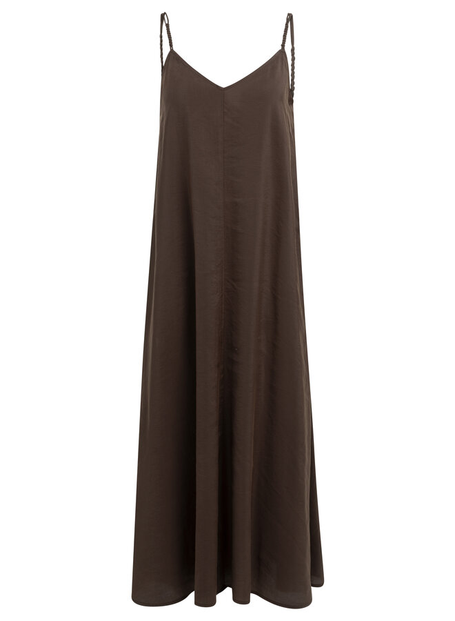 Yaya lange jurk aubergine purple
