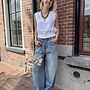 Yaya mouwloze blouse met plooien white