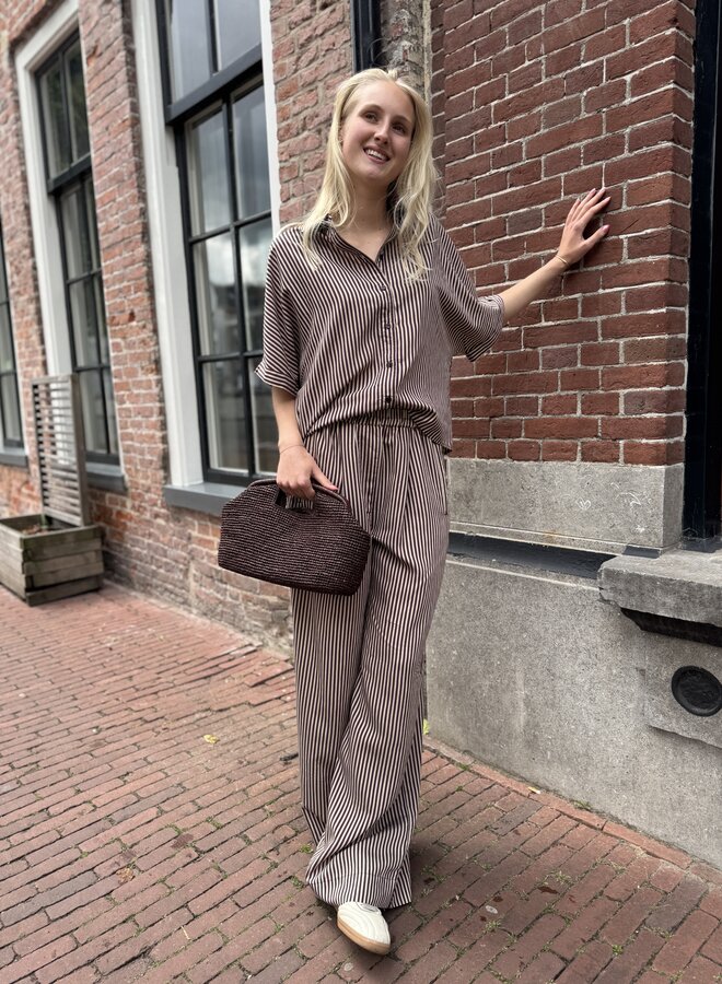 By Bar celin stripe pants burgundy