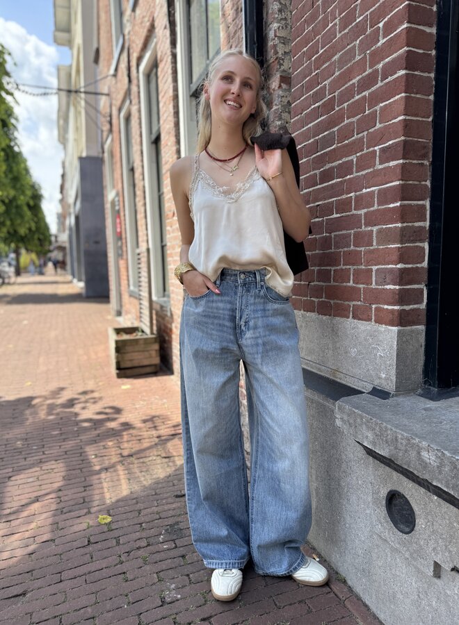 By Bar pia satin top chalk