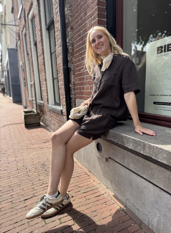 By Bar mara linen blouse espresso