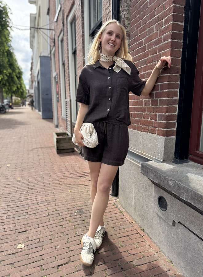 By Bar lio linen shorts espresso