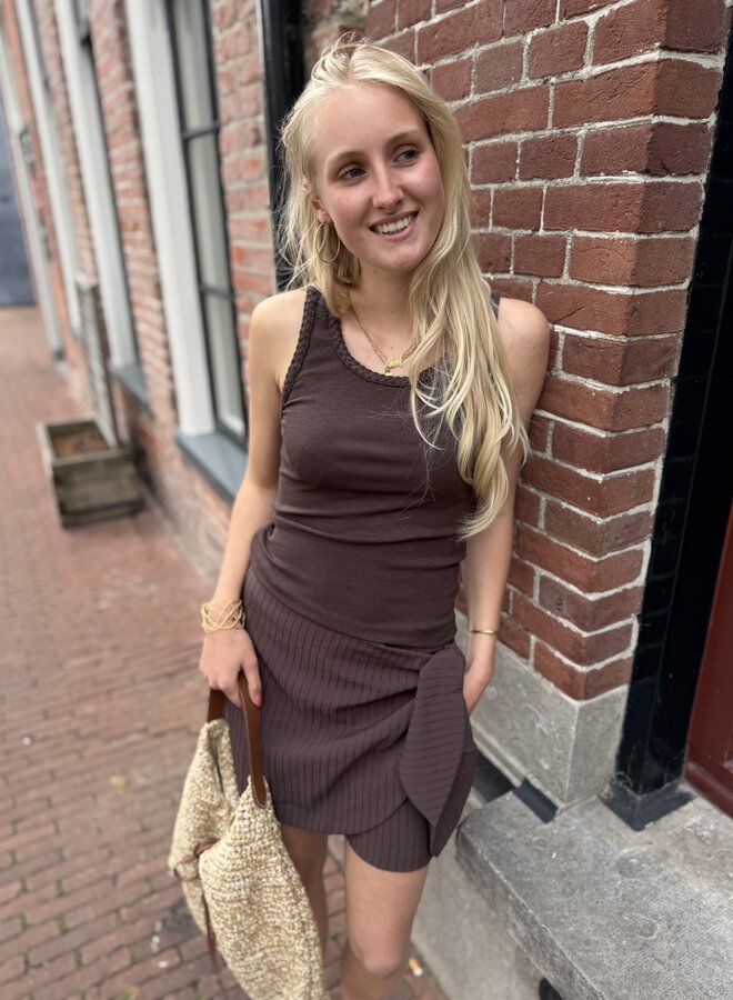 Yaya singlet gevlochten rand aubergine purple