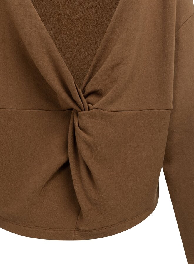 Yaya sweatshirt met geknoopt detail brown