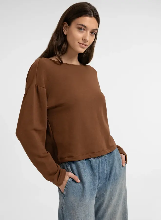 Yaya sweatshirt met geknoopt detail brown