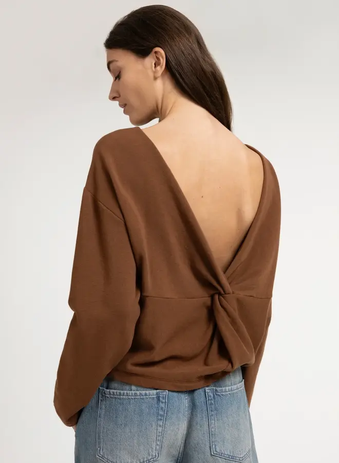 Yaya sweatshirt met geknoopt detail brown