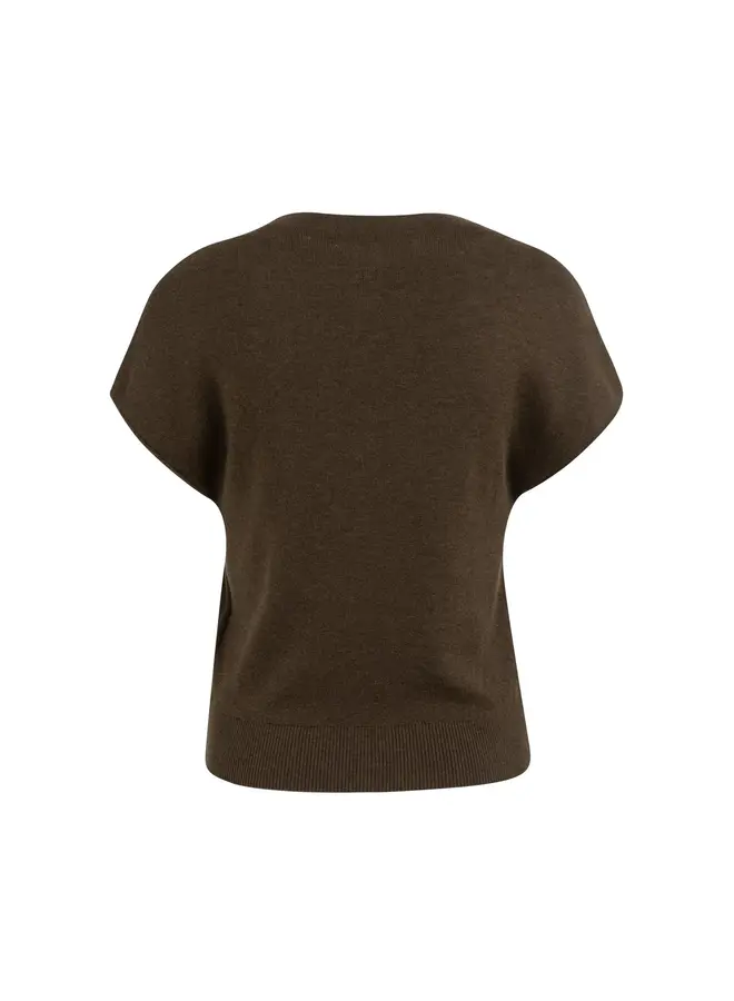 Yaya mouwloos gebreid vest met knopen black/brown