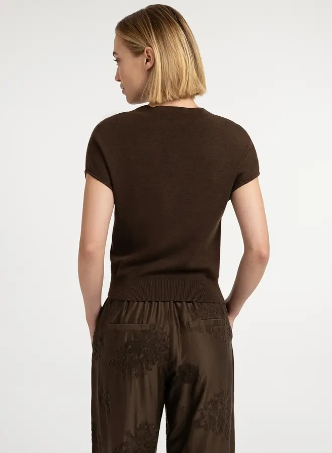 Yaya mouwloos gebreid vest met knopen black/brown