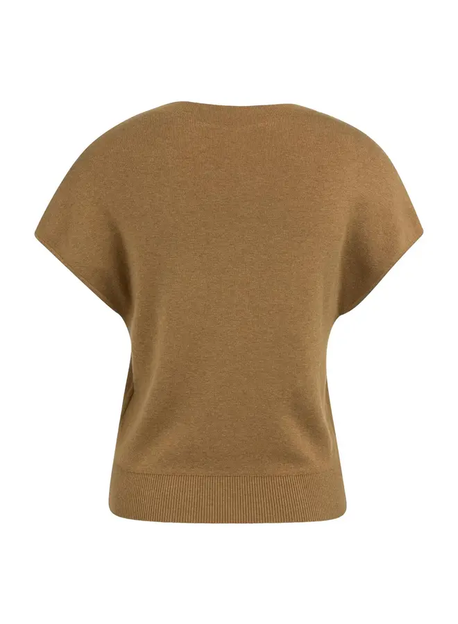 Yaya mouwloos gebreid vest met knopen brown