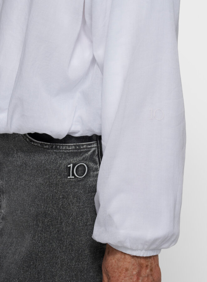 10days half zip balloon top white
