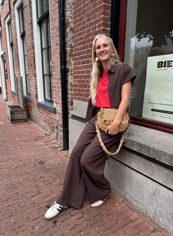 By Bar celin stripe pants tanning