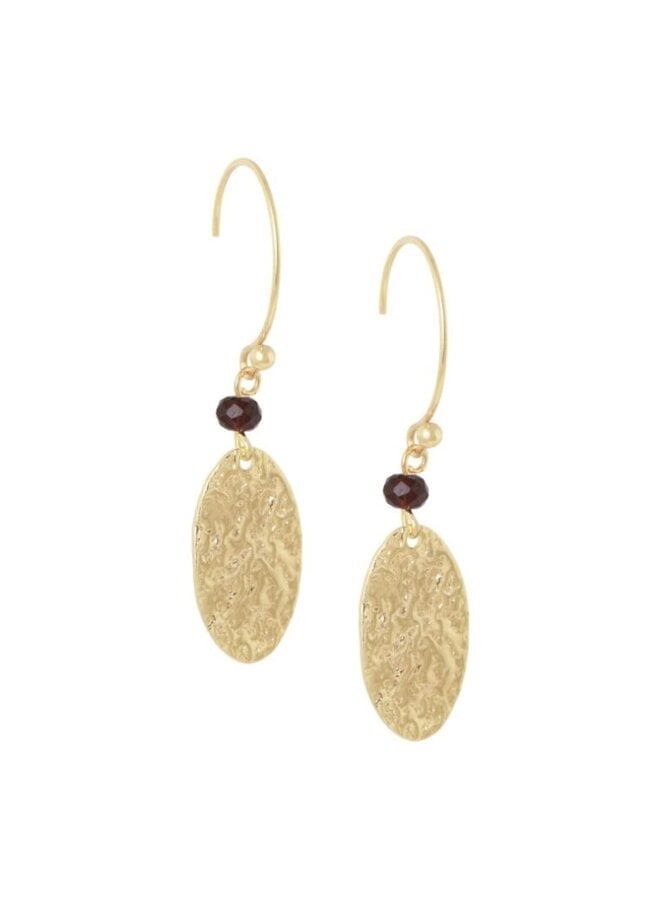 Ellen beekmans gehamerde ovale oorbellen met gemstone bordeaux