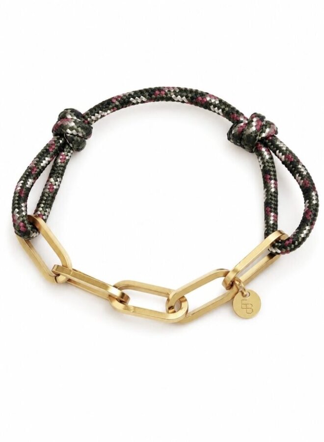 Ellen beekmans armband met touw en gouden schakels marrakech