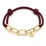 Ellen beekmans armband met touw en gouden schakels aubergine