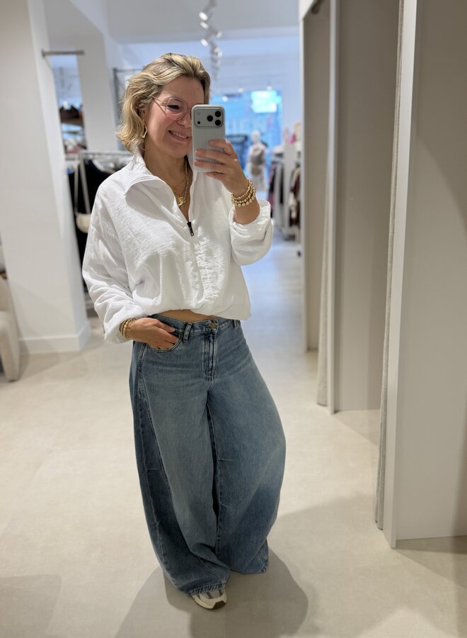 10days half zip balloon top white