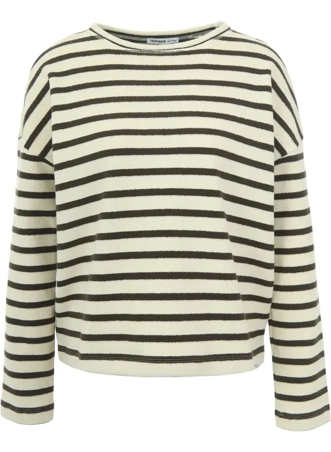 Penn&Ink W26T1313 sweater stripe ecru tabac