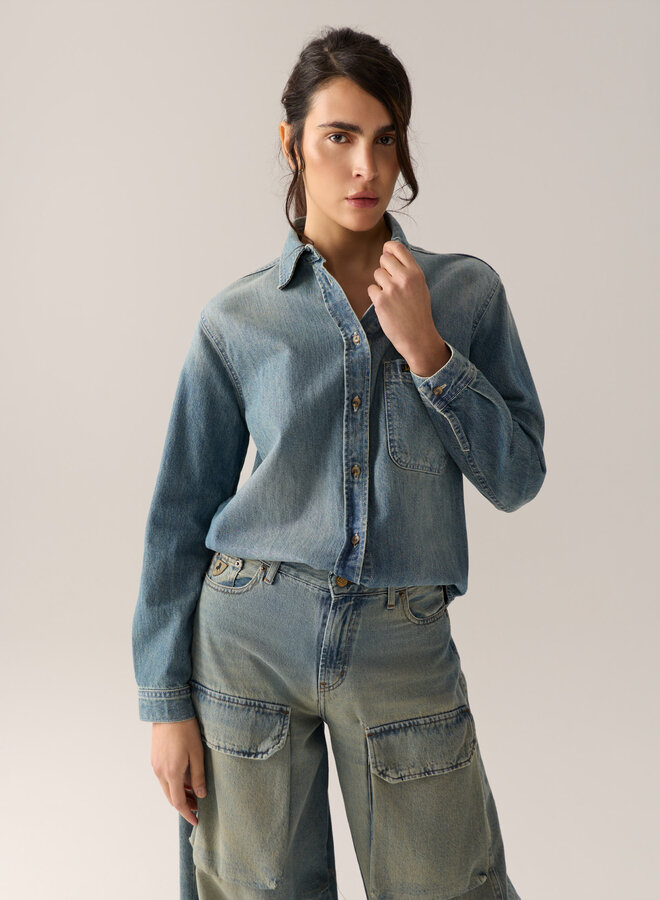 Lois anne denim blouse stone vintage