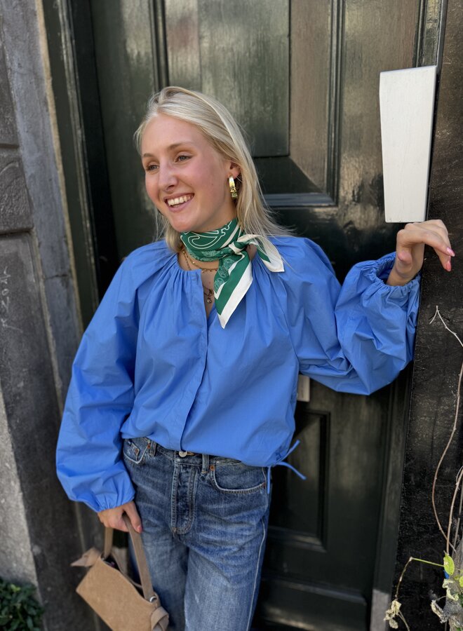 Dante6 foret balloony poplin blouse blue