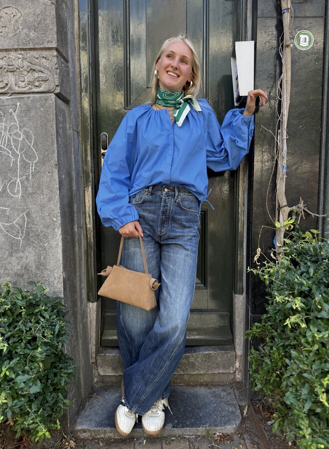 Dante6 foret balloony poplin blouse blue