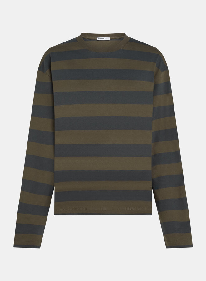 Penn&Ink W26F1919 longsleeve stripe tabac antra