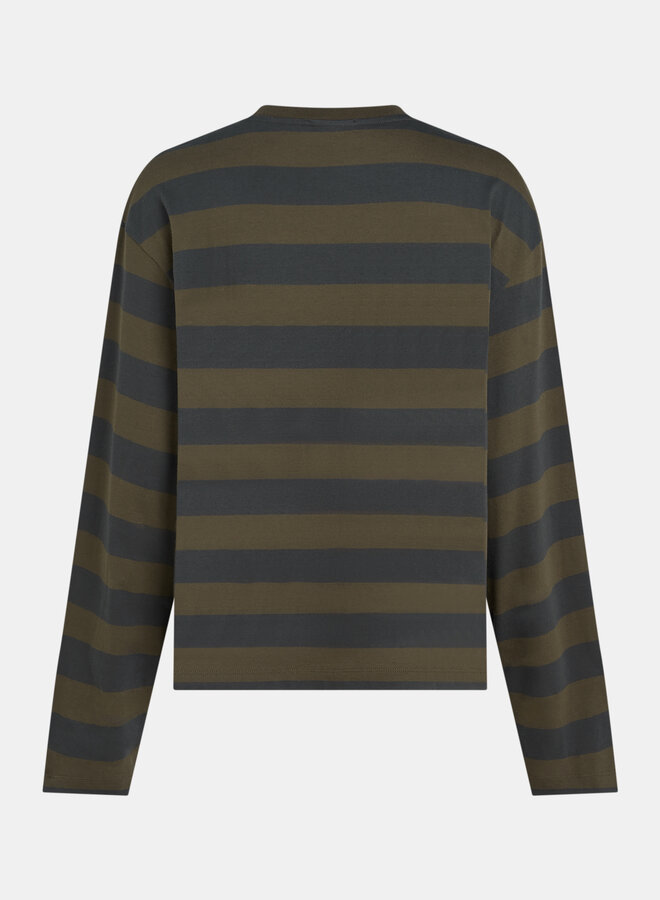 Penn&Ink W26F1919 longsleeve stripe tabac antra