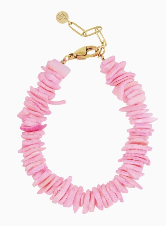 Ellen Beekmans schelpenarmband roze