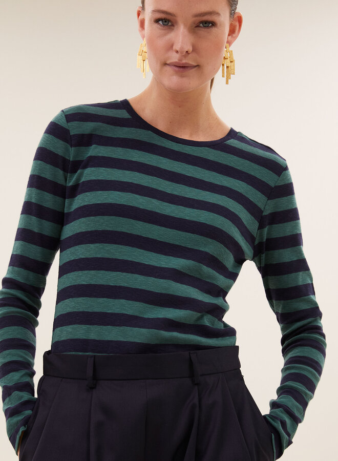 By Bar basic ls big stripe top deep green