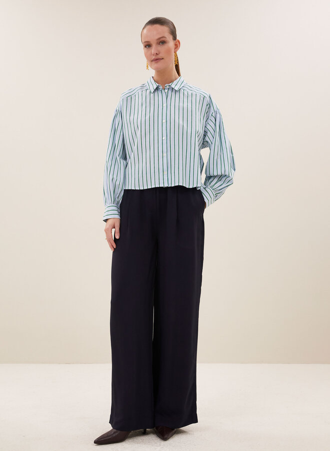 By Bar sarah short blouse sea green stripe