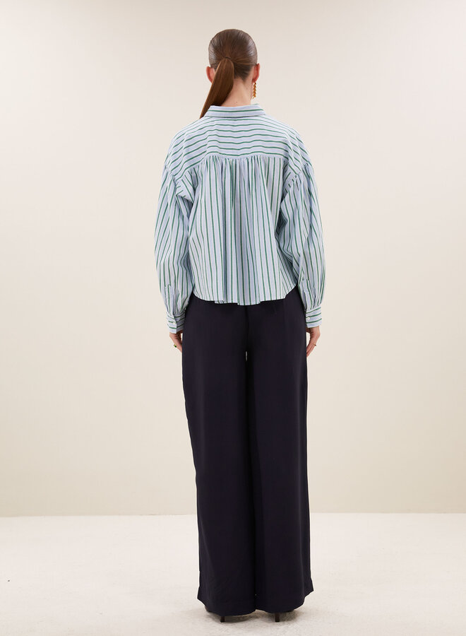 By Bar sarah short blouse sea green stripe