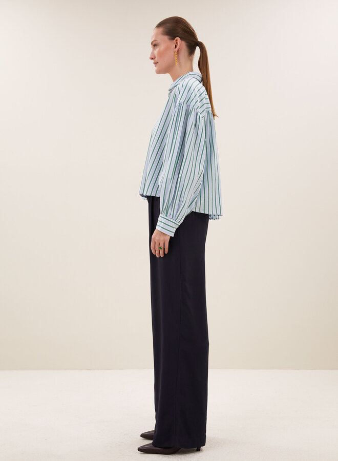By Bar sarah short blouse sea green stripe