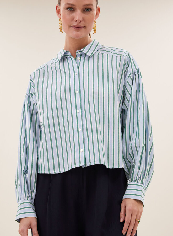 By Bar sarah short blouse sea green stripe
