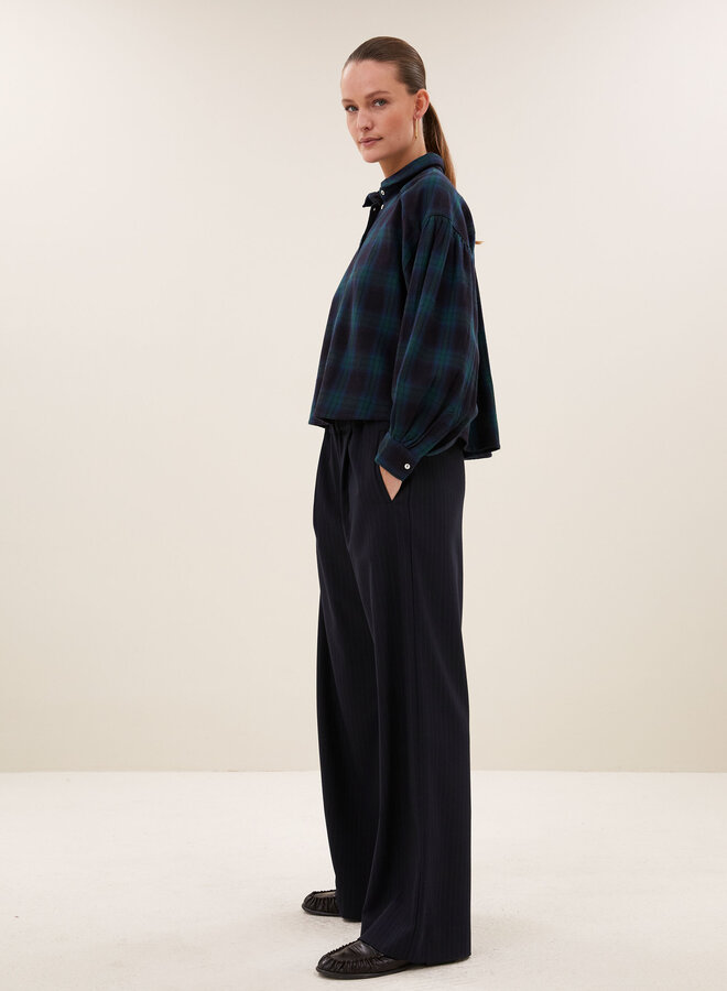 By Bar sarah short green check blouse