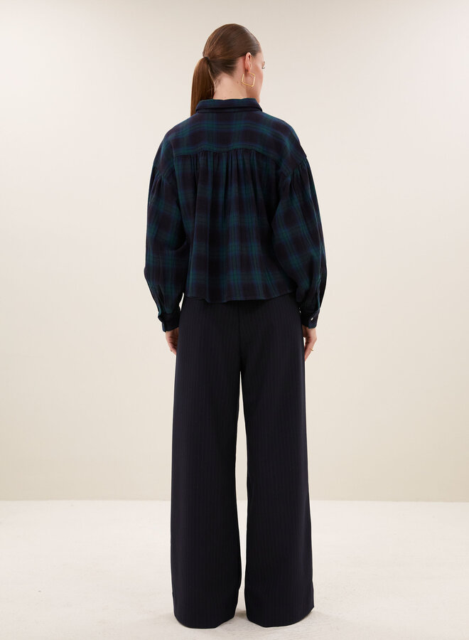 By Bar sarah short green check blouse