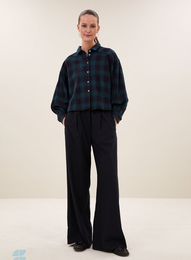By Bar sarah short green check blouse