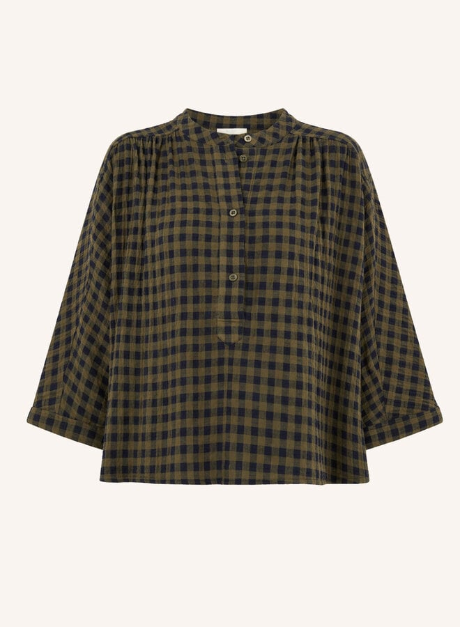 By Bar jess blouse olive check