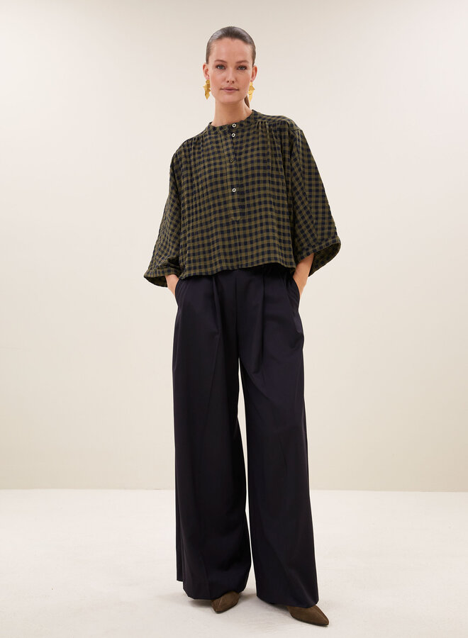 By Bar jess blouse olive check