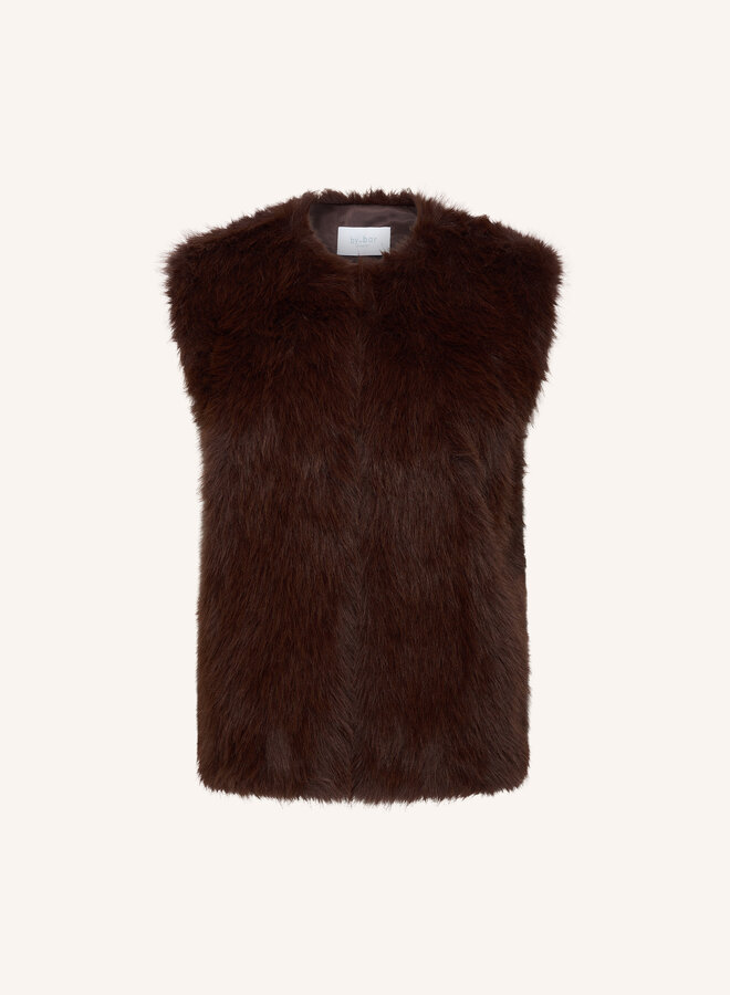 By Bar mona faux fur gilet dark brown