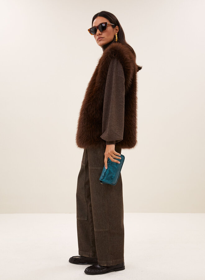 By Bar mona faux fur gilet dark brown