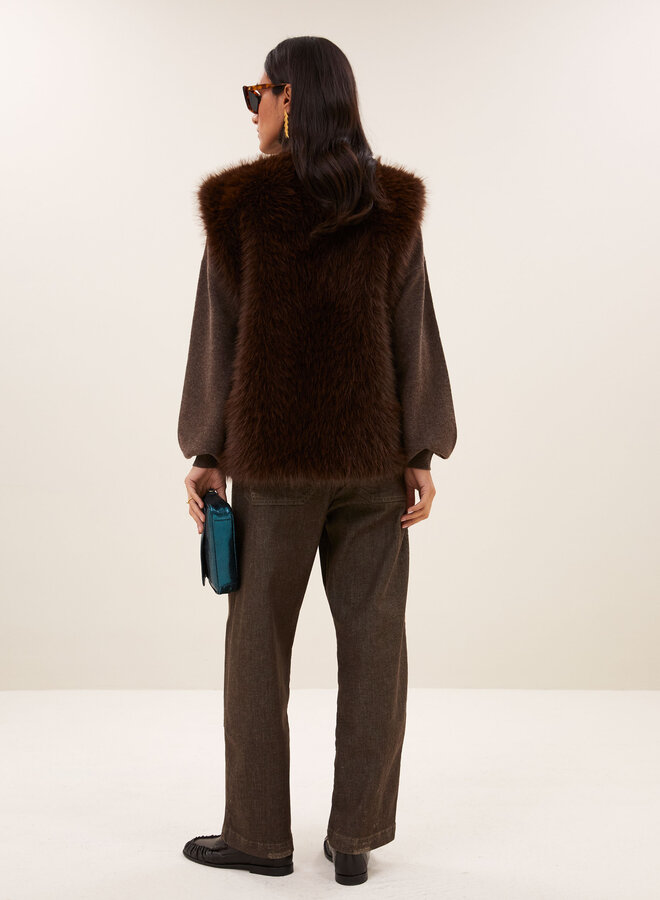 By Bar mona faux fur gilet dark brown